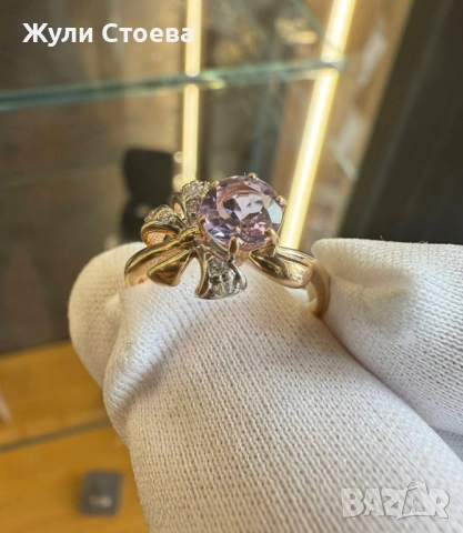 Руски златен комплект с аметисти, снимка 5 - Бижутерийни комплекти - 54072434