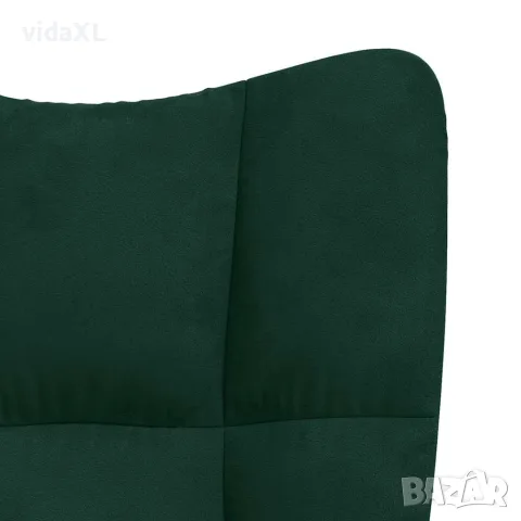 vidaXL Релакс стол, тъмнозелен, кадифе, снимка 6 - Дивани и мека мебел - 56146849