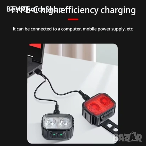 USB презареждащи се велосипедни светлини Предни и задни Супер ярки LED – Водоустойчиви , снимка 5 - Аксесоари за велосипеди - 53133807