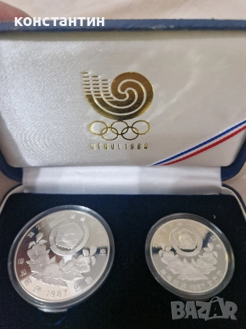 сребърни монети олимпиадата Сеул 1988г, снимка 8 - Нумизматика и бонистика - 52888424