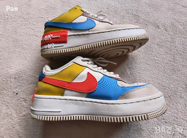 Nike, Спортни обувки Air Force 1 Shadow, Слонова кост, Жълт, Син