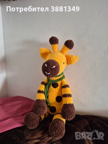 Ръчно плетена играчка жираф, снимка 3 - Плюшени играчки - 52975463