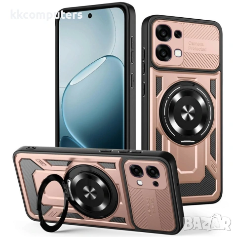Магнитен Калъф за Oppo A6 Pro 5G / 4G с Въртяща се Стойка - TPU+PC, Военна защита, 6 цвята, снимка 4 - Калъфи, кейсове - 54291237
