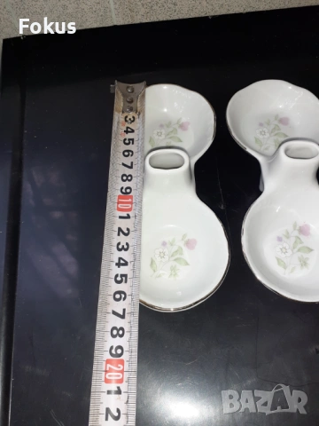 Чифт солници български порцелан, снимка 5 - Антикварни и старинни предмети - 53294314