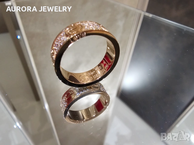 CARTIER Love Band Rose Gold Classic Model Paved Diamonds Пръстен, снимка 8 - Пръстени - 53238222