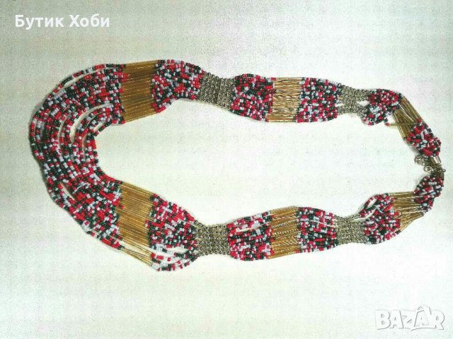 Африкански етно - гердан от стъклени мъниста , снимка 8 - Колиета, медальони, синджири - 31192738