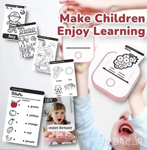 Мини преносим принтер за стикери Phomemo T02, снимка 2 - Принтери, копири, скенери - 49961111