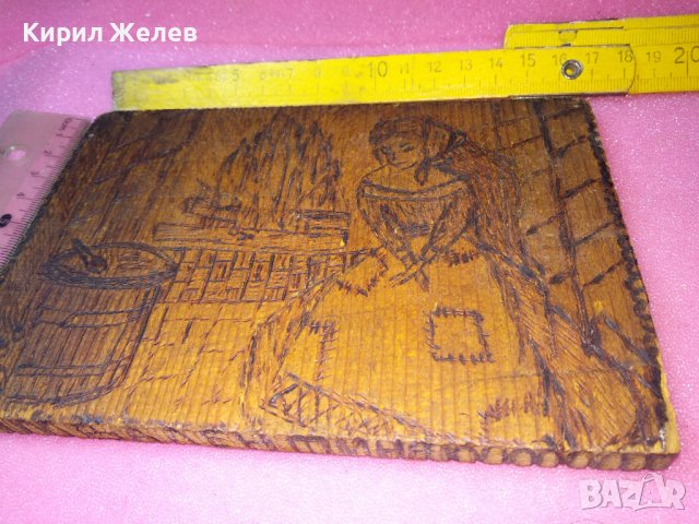 СТАРА ДВУСТРАННО ПИРОГРАФИРАНА ПРИКАЗНА РИСУНКА ХЕНЗЕЛ и ГРЕТЕЛ / ПЕПЕЛЯШКА ДЪРВЕНО АРТ ПАНО 42828, снимка 6 - Картини - 44220585