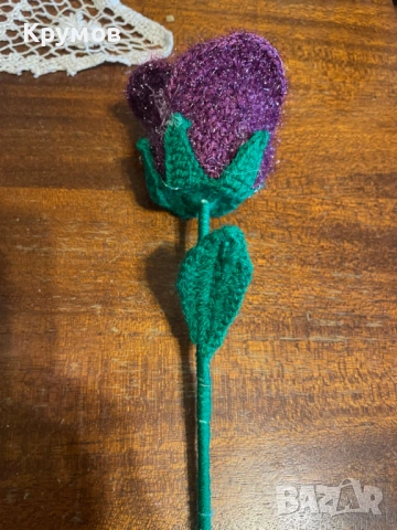 Плетени цветя на мама ръчно на 1 кука роза лилиум лале, снимка 8 - Декорация за дома - 53311221