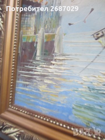 Пейзаж, море, кораб, чайка картина с рамка , снимка 6 - Картини - 31106928