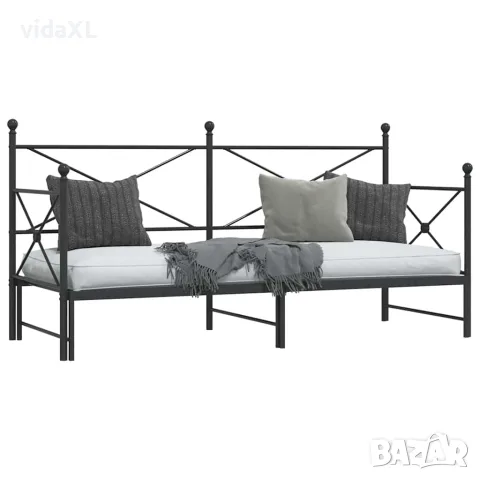 vidaXL Дневна спалня с багажник без матрак Черно 90x200 cm Стомана, снимка 5 - Спални и легла - 56147494