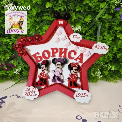 Персонализирано керамично детско пано нощна лампа Мини маус Minnie Mouse