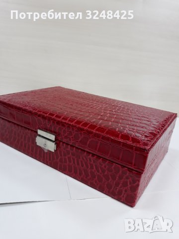 Червена кутия за бижута кожа метал, снимка 5 - Декорация за дома - 35106378