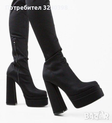 Дамски парти чизми/ботуши над коляното на висок ток и платформа, снимка 3 - Дамски ботуши - 42627265