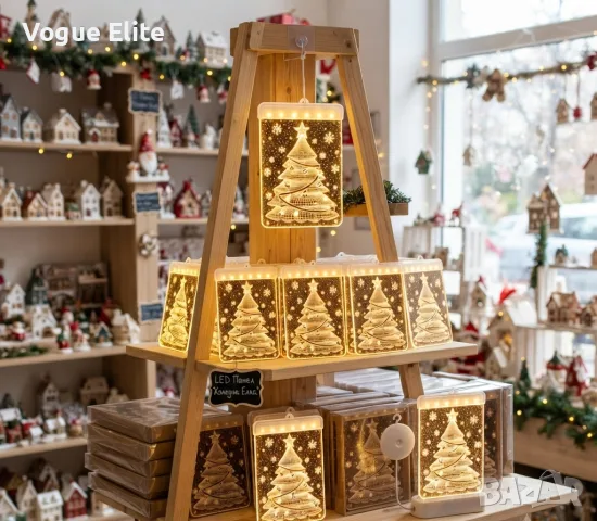 3D LED коледна декорация за прозорец с елха