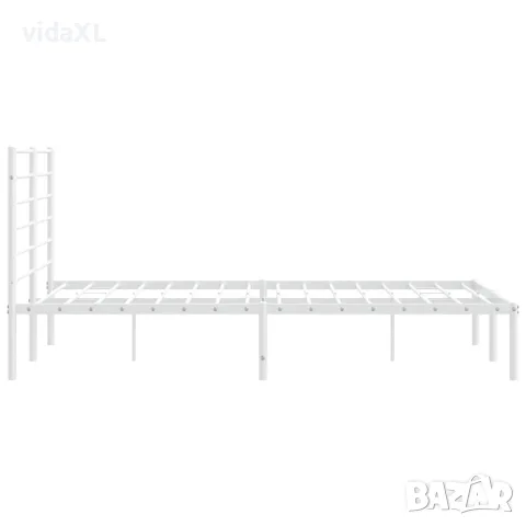 vidaXL Метална рамка за легло с горна табла, бяла, 160x200 см, снимка 7 - Спални и легла - 56147349