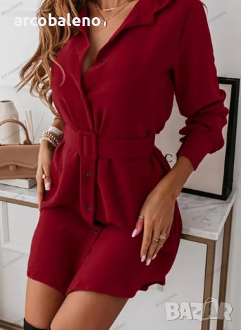 Елегантна дамска ежедневна рокля (риза), 3цвята , снимка 4 - Рокли - 42079548