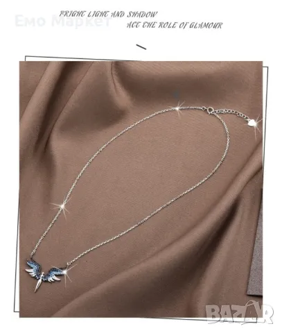 Нежно дамско колие с висулка феникс с камъни /, снимка 4 - Колиета, медальони, синджири - 49101110