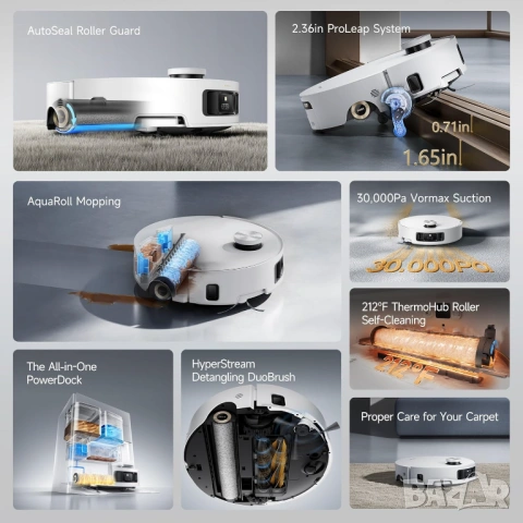 Робот Прахосмукачка Dreame Aqua10 Scooter за Сухо и Мокро 30000 Pa Самоизпразване Самопочистване, снимка 2 - Прахосмукачки - 54174176