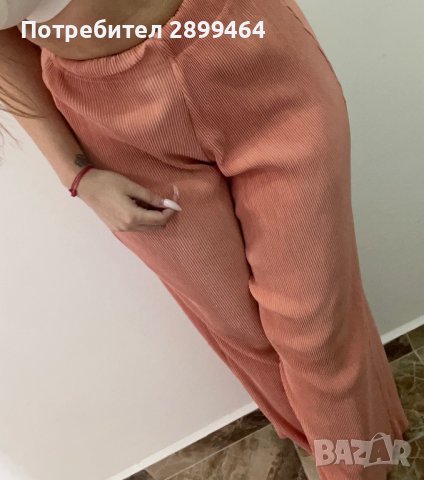 Рипсен широк панталон в бонбонен цвят, снимка 2 - Панталони - 40536787