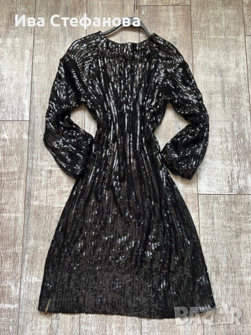Нова черна парти официална коктейлна рокля пайети с коприна подплата Stella nova Копенхаген , снимка 5 - Рокли - 47567569