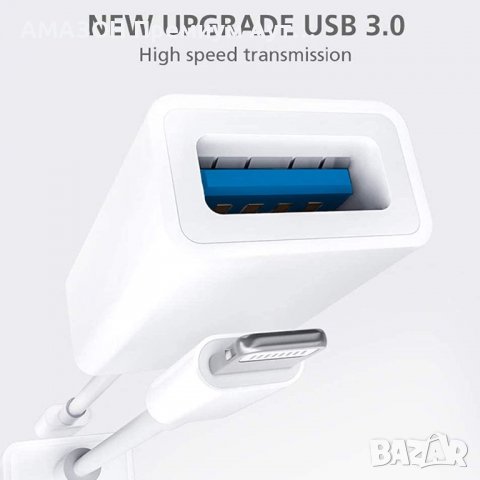 Lightning към USB 3 адаптер за камера(Apple-MFI серт.)Phone,iPad/iOS OTG USB 3.0 , снимка 2 - Чанти, стативи, аксесоари - 39877102