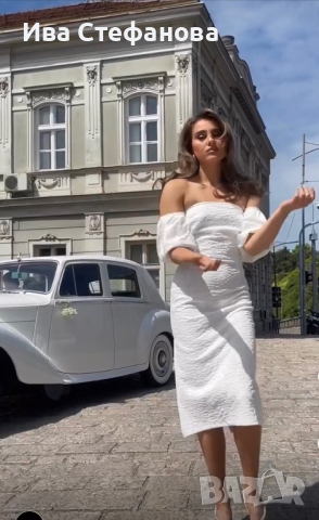 Нова бяла елегантна рокля Mohito парти коктейлелна буфан ръкав , снимка 3 - Рокли - 44758530