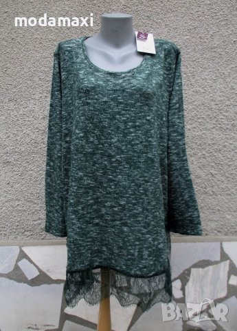 4XL Нова туника Sheego с подгъв дантела, снимка 1 - Блузи с дълъг ръкав и пуловери - 42294273