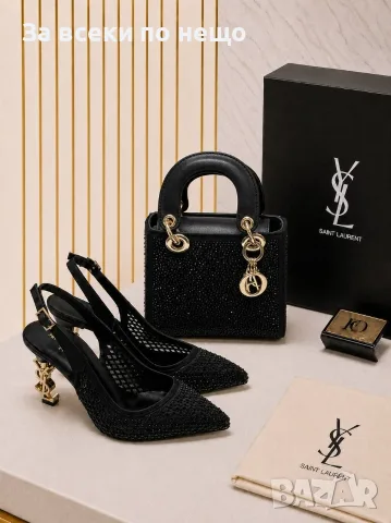 Yves Saint Laurent Дамски Черни Обувки На Ток Код E148, снимка 2 - Дамски обувки на ток - 55800072