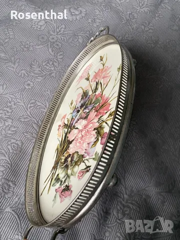 Стар поднос порцелан и метал, снимка 11 - Антикварни и старинни предмети - 49173527