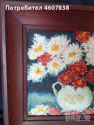 Картина "хризантеми"25-28 см, снимка 3 - Картини - 52142339