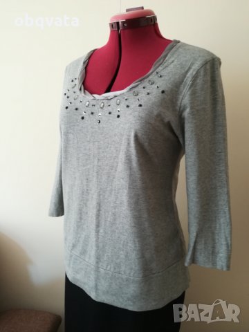 Сива дамска блуза marks and spencer, снимка 1 - Блузи с дълъг ръкав и пуловери - 30282189