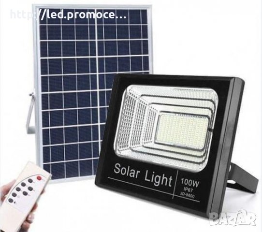 Соларна лампа 100W LED прожектор с голям панел, снимка 1 - Соларни лампи - 37212410