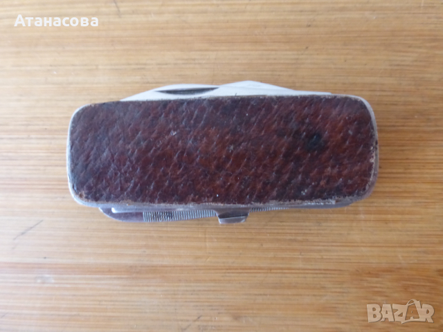 Рядко джобно ножче 4 инструмента кожено, снимка 6 - Антикварни и старинни предмети - 44755831