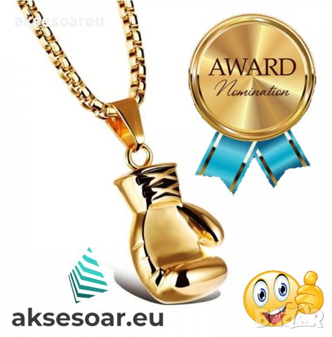 Колие боксова ръкавица верига от неръждаема стомана боксьорска ръкавица за мъже мъжки хип-хоп спортн, снимка 5 - Колиета, медальони, синджири - 38291213