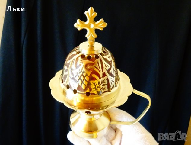 Бронзово кадило,кандило,цветен клетъчен емайл. , снимка 9 - Антикварни и старинни предмети - 32045216