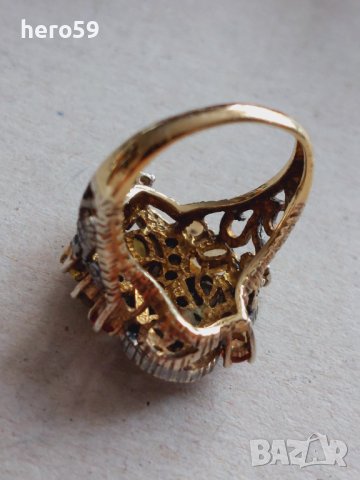 Дамски златен пръстен,диаманти изумруди, снимка 5 - Пръстени - 42795186