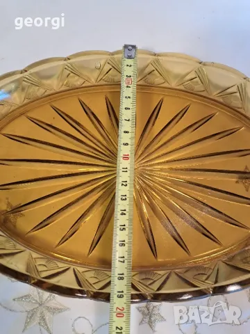 елипсовидно стъклено плато цвят кехлибар 21/6, снимка 7 - Прибори за хранене, готвене и сервиране - 49977948