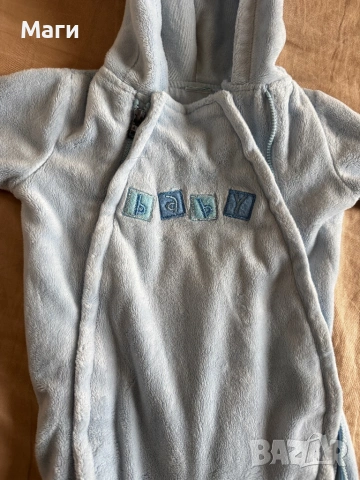 Пухен бебешки гащеризон в светлосиньо, снимка 2 - Бебешки гащеризони - 54077388