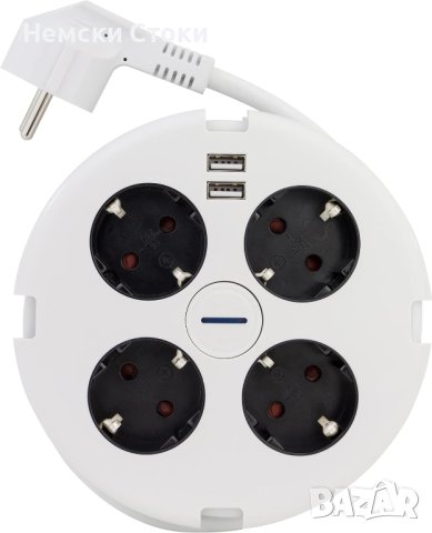 Разклонител REV с USB, зарядно,с превключвател,множество контакти 4-пътен, 2x USB, 140см, снимка 4 - Други - 42597494