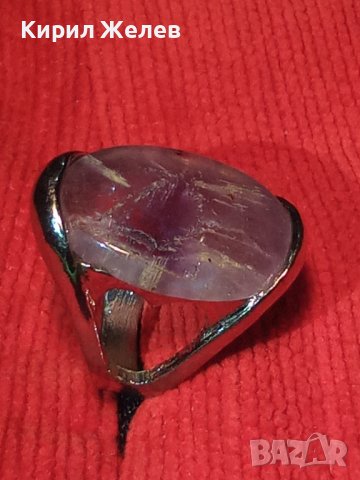 ПОСРЕБРЕН ФЕШЪН АРТ ПРЪСТЕН с НАТУРАЛЕН ЮВЕЛИРНО ШЛИФОВАН КАМЪК - АМЕТИСТ 26606, снимка 2 - Пръстени - 36393176