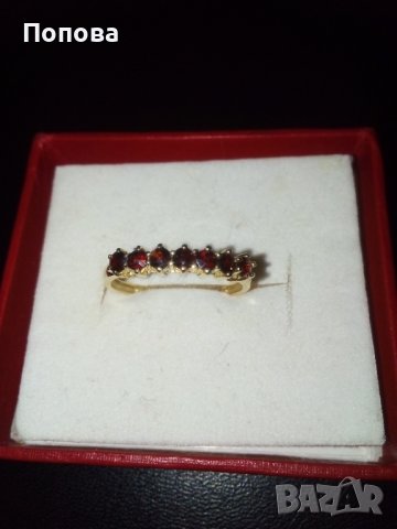 Фирмен златен пръстен с гранати, снимка 2 - Пръстени - 37308803
