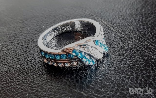 Нежен дамски пръстен с аквамарини и топази, снимка 5 - Пръстени - 33886180