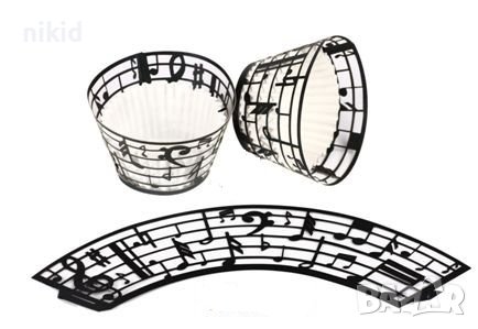 10 бр Музика ноти музикални декори декорация за мъфини кексчета дантела кошнички