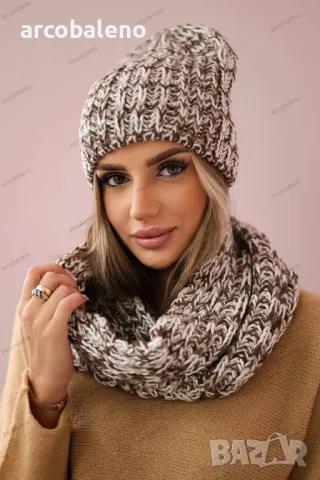 Дамски зимен комплект шапка и шал с полар Merry, 7цвята , снимка 2 - Шапки - 48320369