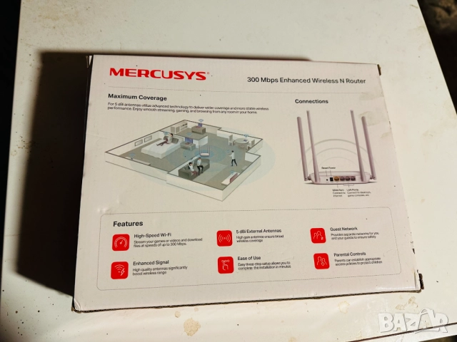Рутер MERCUSYS 300 Mbps, снимка 2 - Рутери - 52407437
