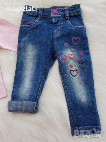 Дънки и блуза за новородено момиченце, снимка 9 - Панталони и долнища за бебе - 29558243