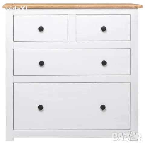 vidaXL Сайдборд, бял, 80x40x83 см, бор, стил Панама, снимка 2 - Бюфети - 56146534