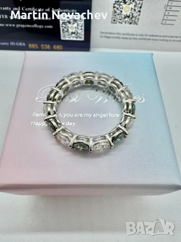 Сребърен пръстен с мойсанит (Диамант) 7.5 карата, снимка 7 - Пръстени - 54091856