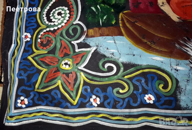 Оригинален ръчно рисуван ковьор за стена, началото на 20-ти век., снимка 4 - Антикварни и старинни предмети - 33836690